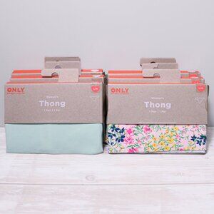 6 Pairs Old Navy Womens No Show Thongs Pink Floral Panties L